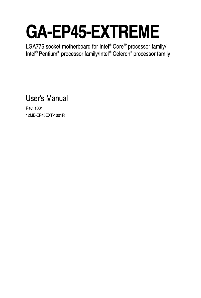 Page 1 de la notice Manuel utilisateur Gigabyte GA-EP45-EXTREME