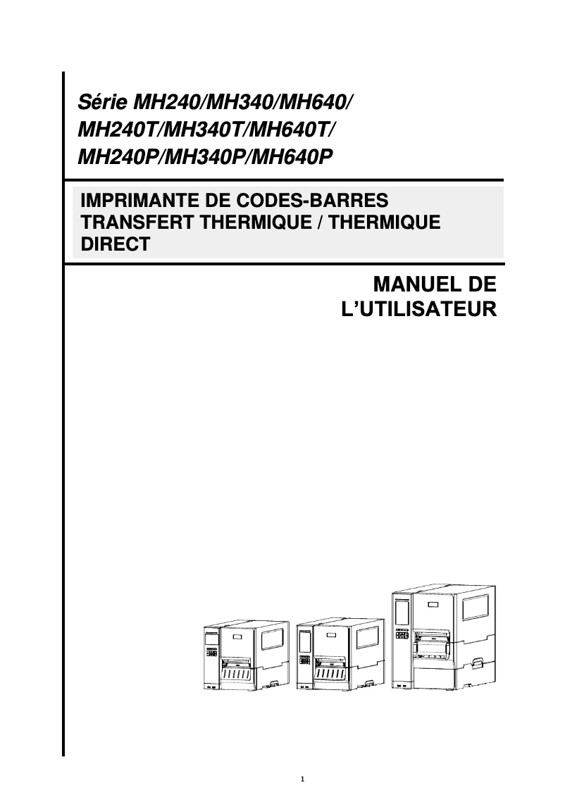 Page 1 de la notice Manuel utilisateur TSC MH241