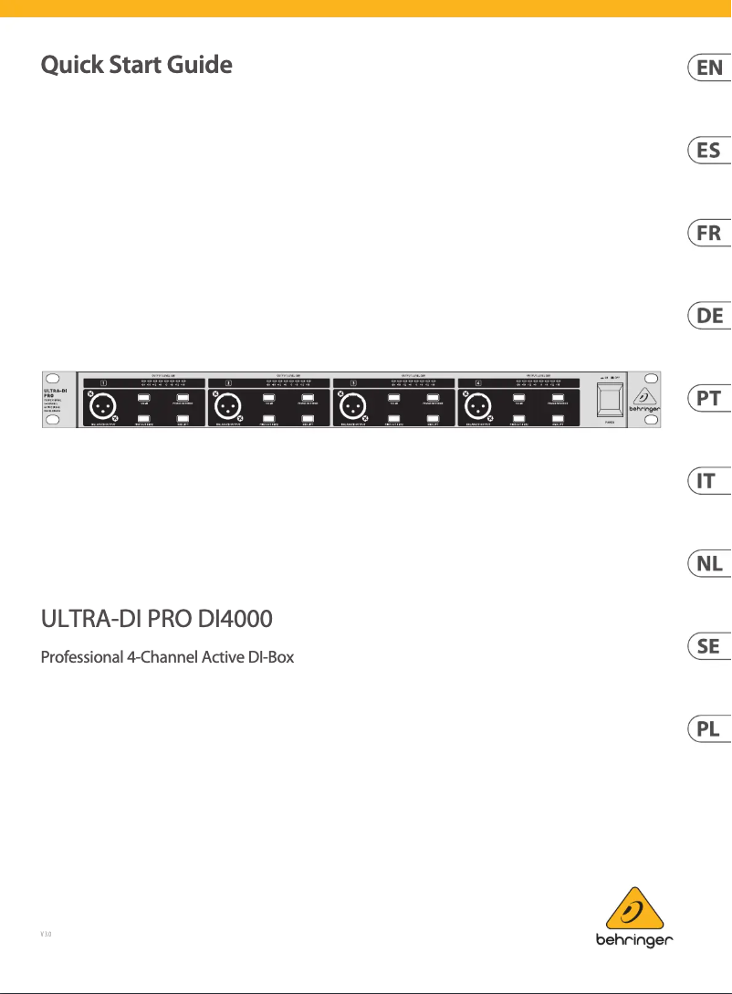 Page n°1 - Guide de démarrage rapide Behringer DI4000 V2