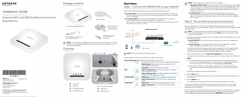Page 1 de la notice Guide d'installation Netgear WAX214PAv2