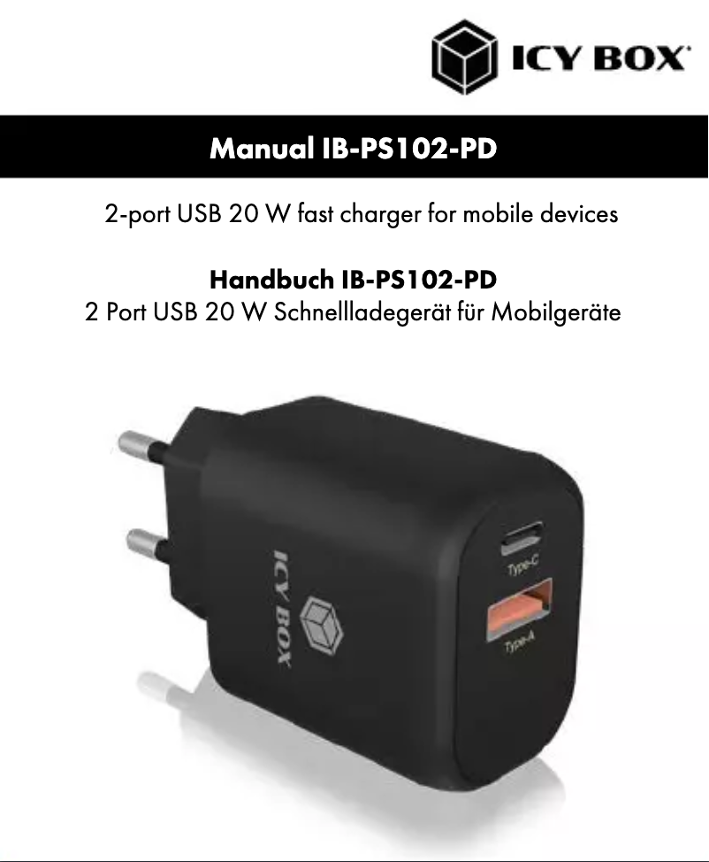 Página 1 del manual Manual de usuario Icy Box IB-PS103-PD