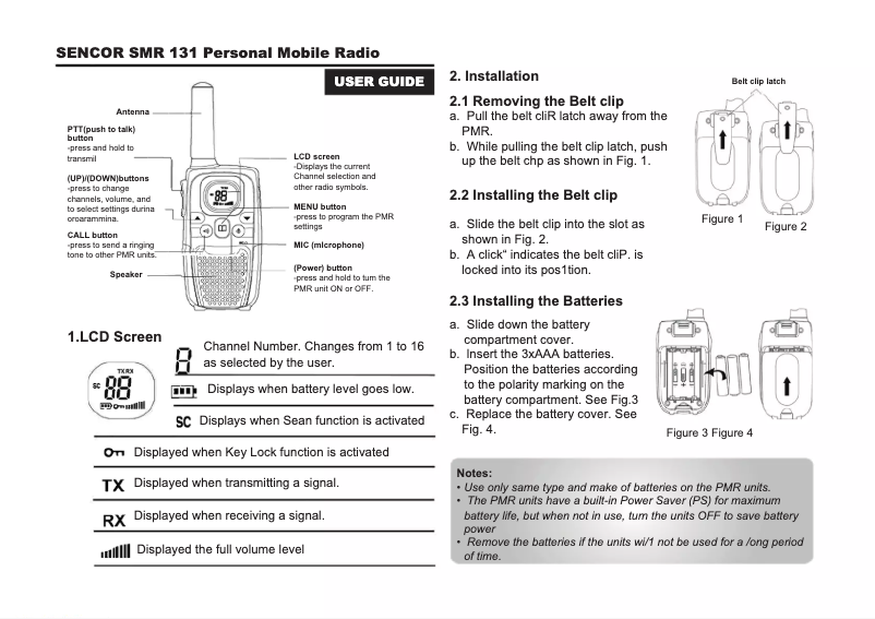 Image de la première page du manuel de l'appareil SMR 131