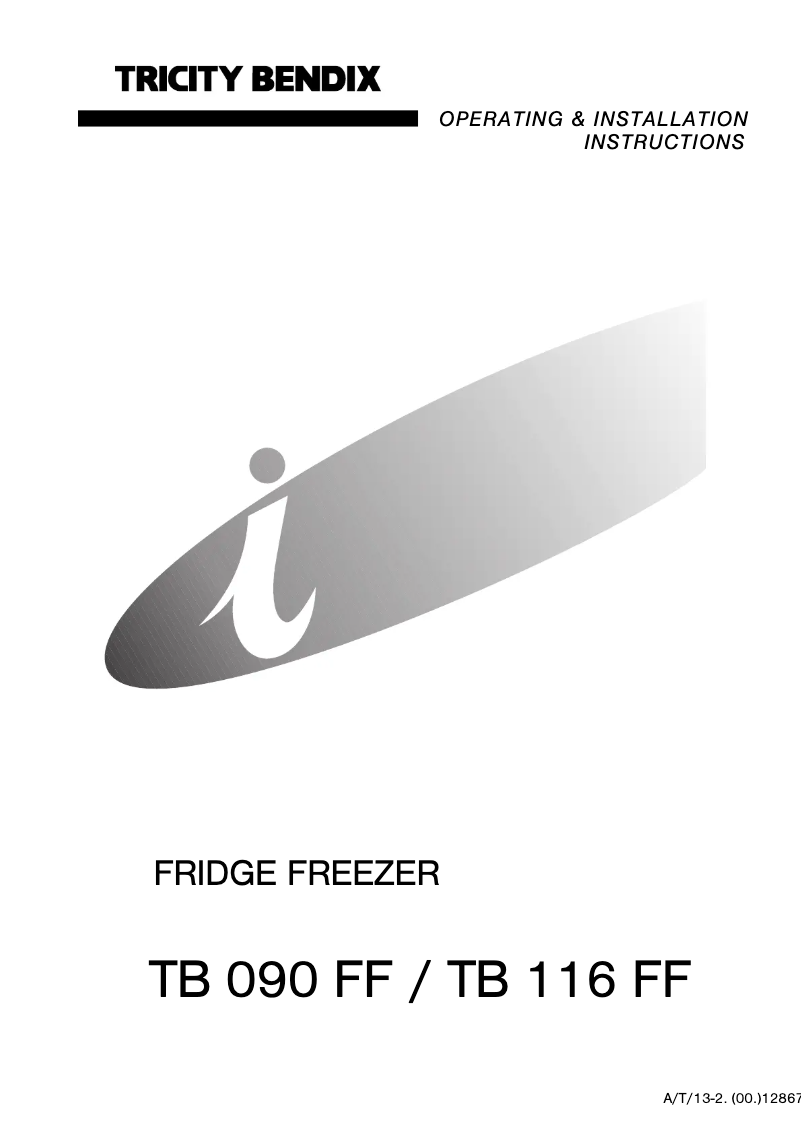 Page 1 de la notice Manuel utilisateur Tricity Bendix TB090FF