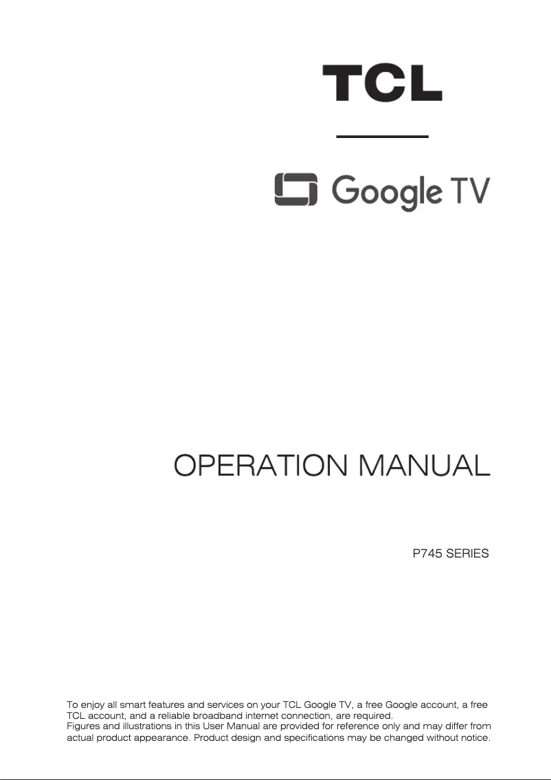 Page 1 of the manual User Manual TCL 85P745