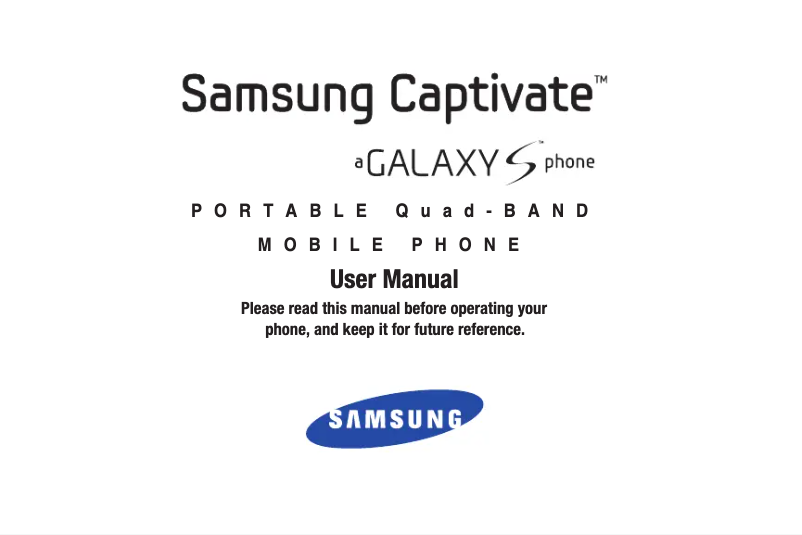 Page 1 de la notice Manuel utilisateur Samsung Galaxy S Captivate