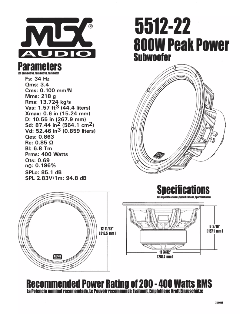 Page n°1 - Manuel utilisateur MTX Audio 5512-22