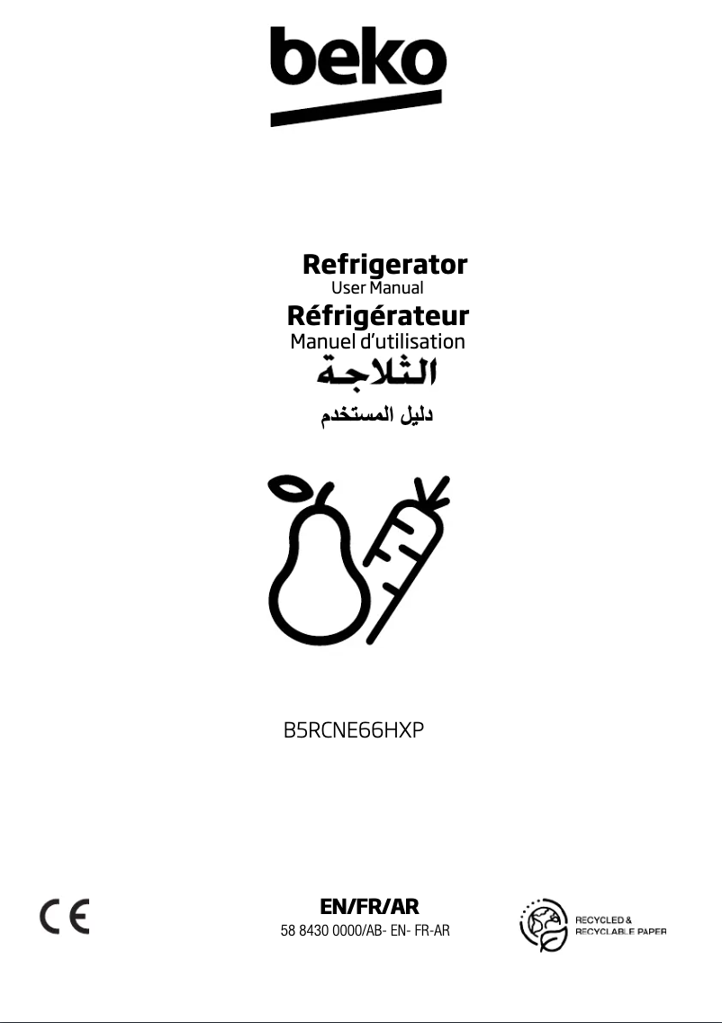 Page 1 de la notice Manuel utilisateur Beko B5RCNE66HXP