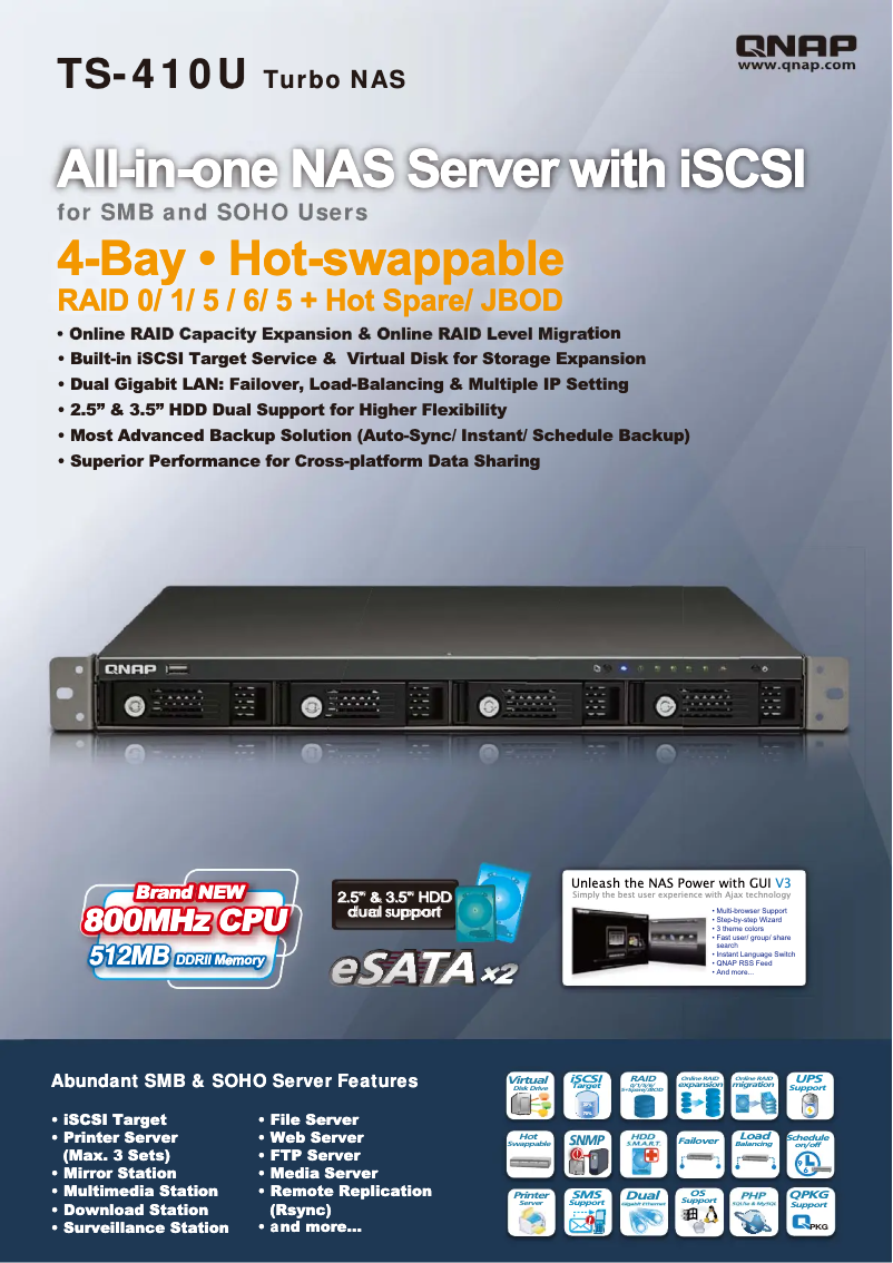 Page 1 de la notice Manuel utilisateur QNAP TS-410U Turbo NAS