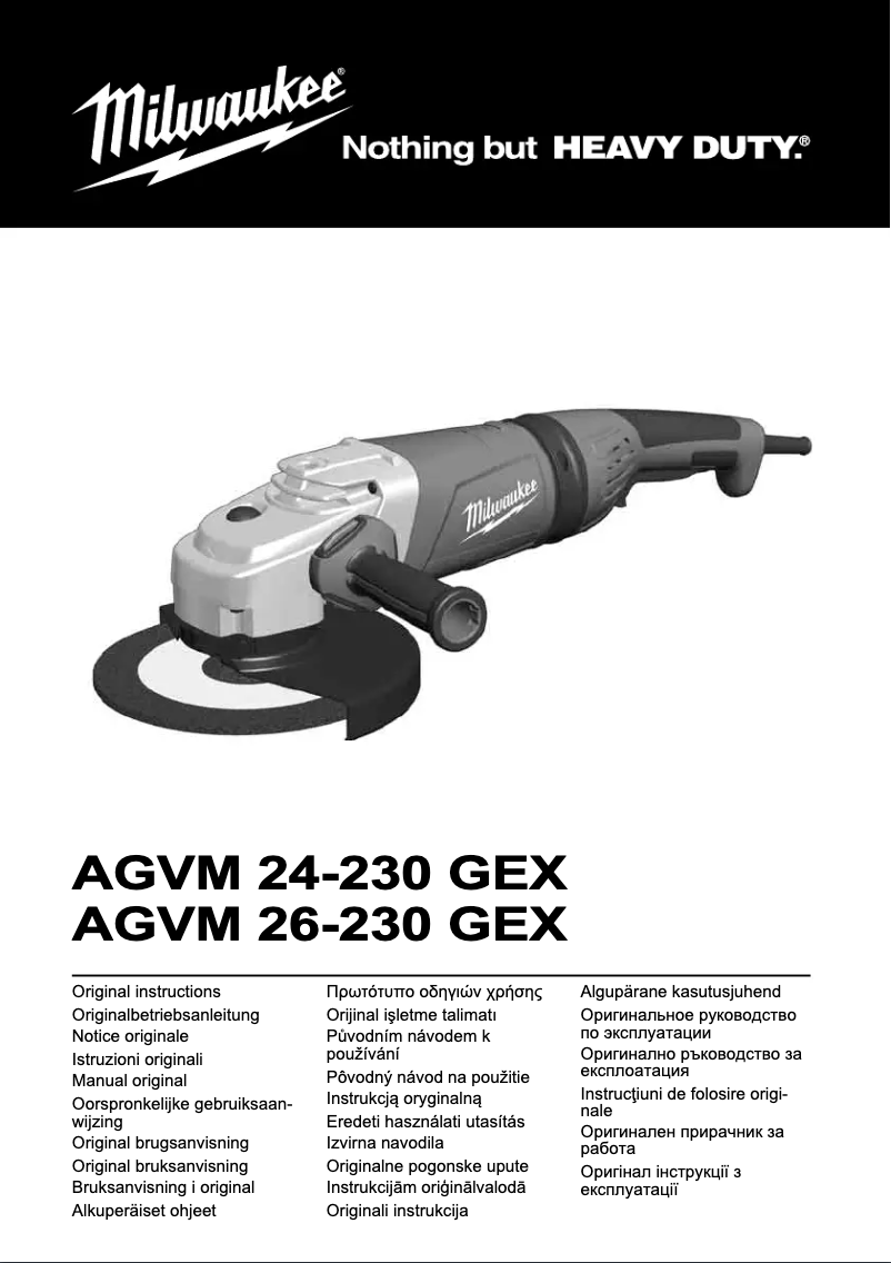 Page n°1 - Manuel utilisateur Milwaukee AGVM 26-230 GEX
