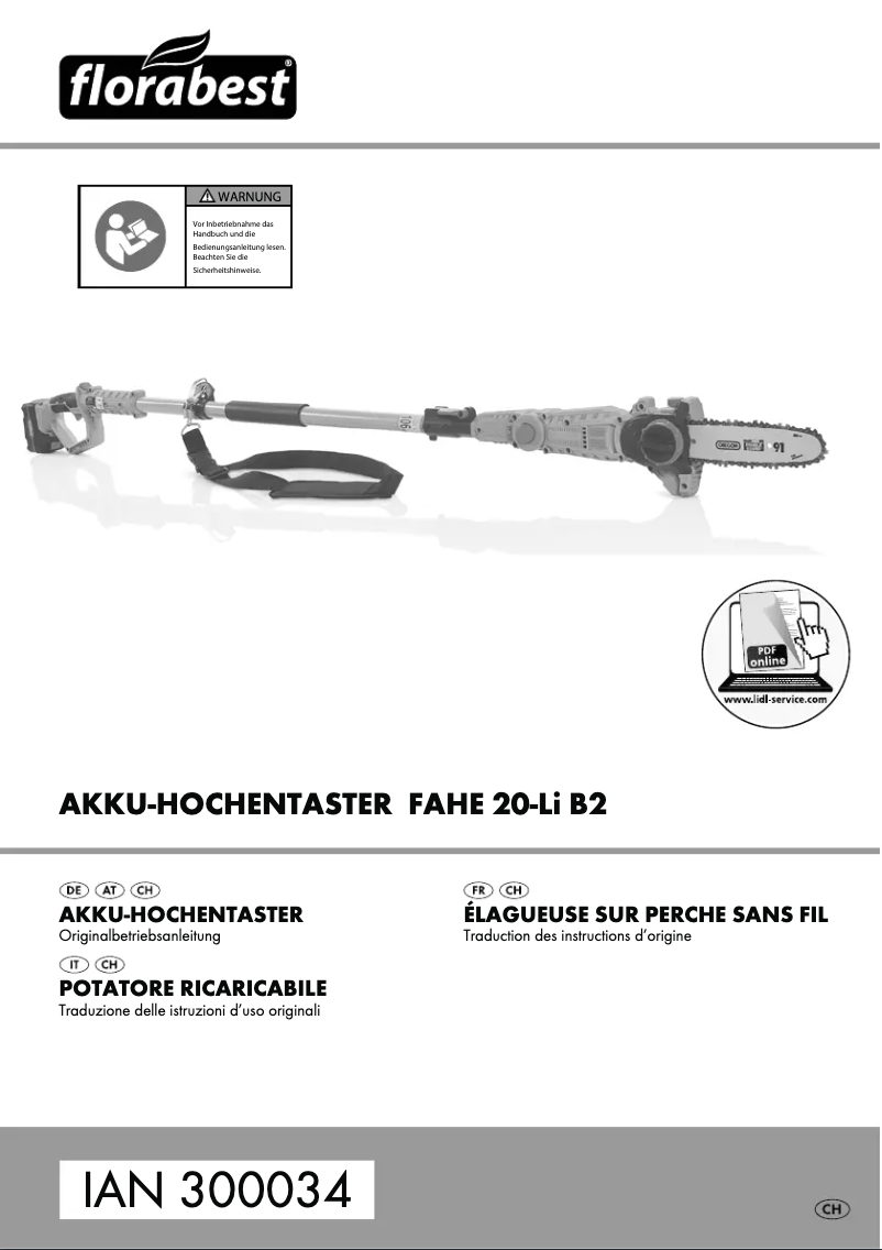 Image de la première page du manuel de l'appareil FAHE 20-Li B2