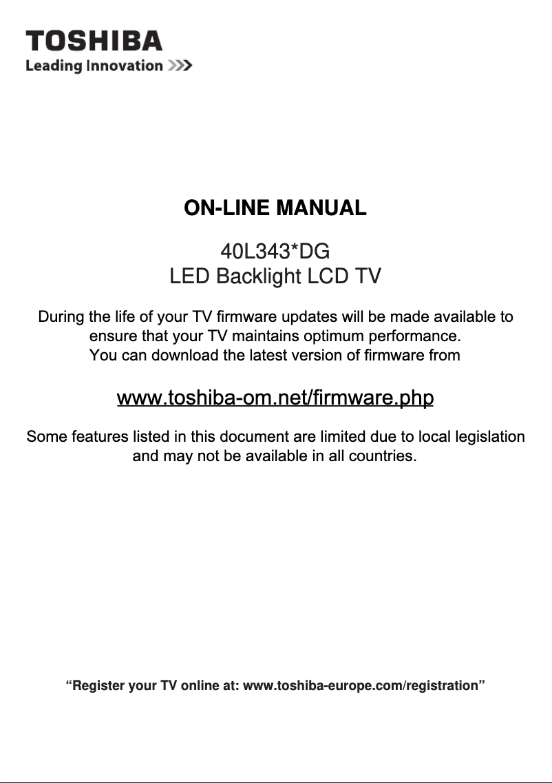 Page n°1 - Manuel utilisateur Toshiba 40L3433