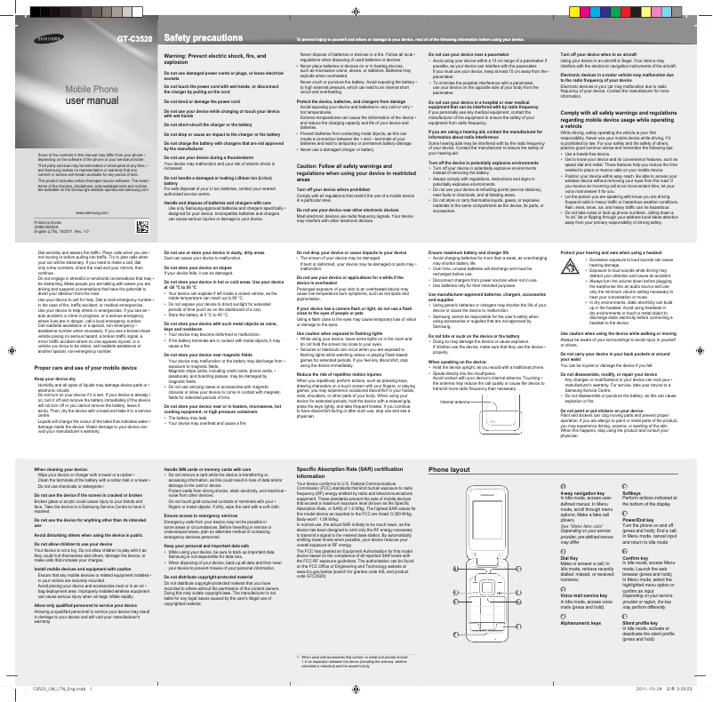 Page n°1 - Manuel utilisateur Samsung C3520