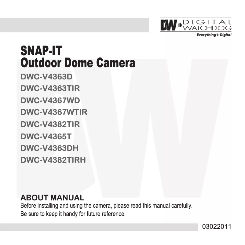 Page 1 de la notice Manuel utilisateur Digital Watchdog Infinity DSP DWC-V4367WD
