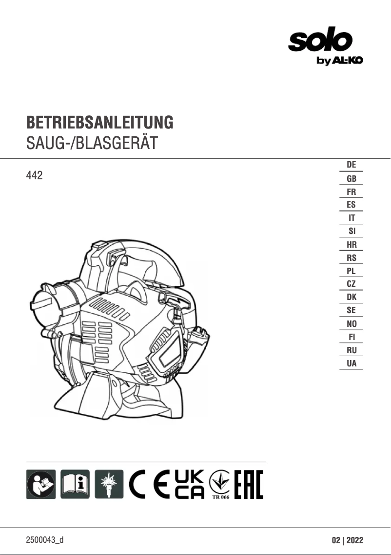 Page 1 de la notice Manuel utilisateur AL-KO Solo 442