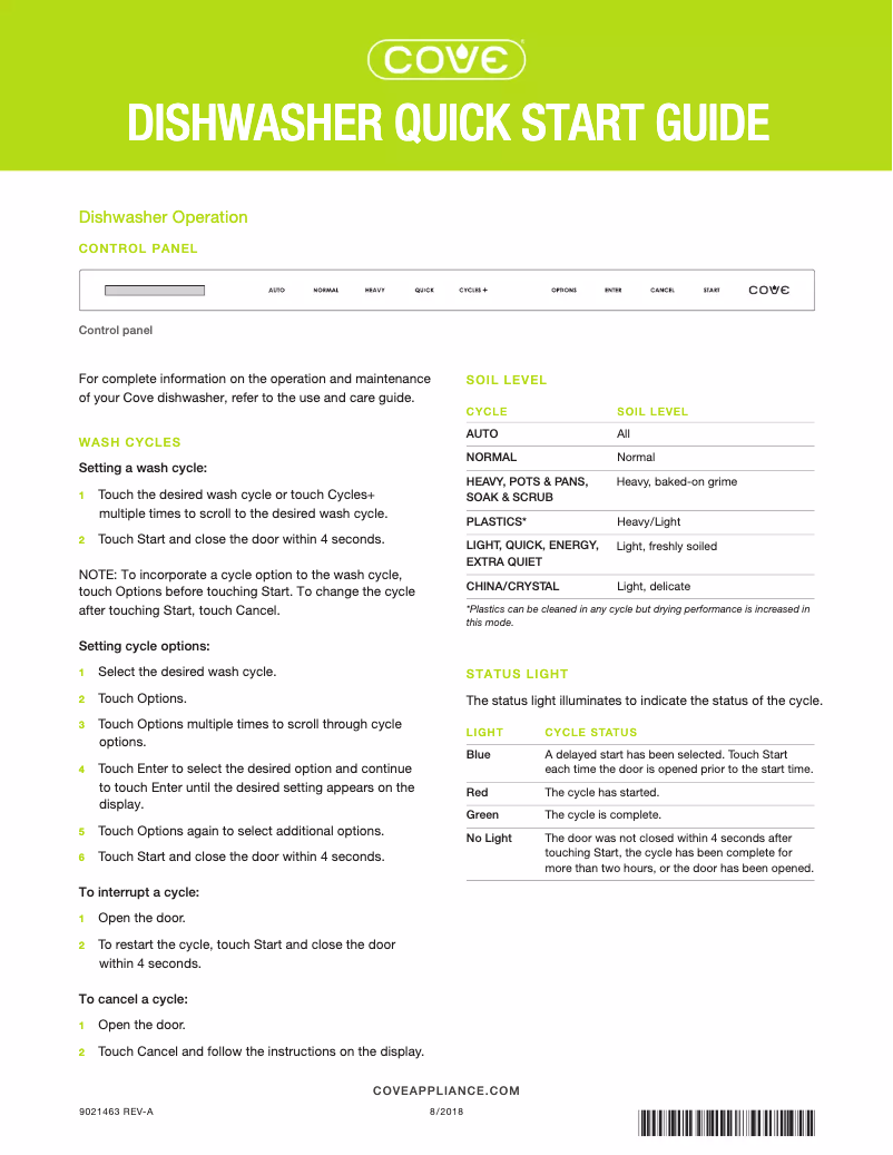 Page n°1 - Guide de démarrage rapide Cove DW2450