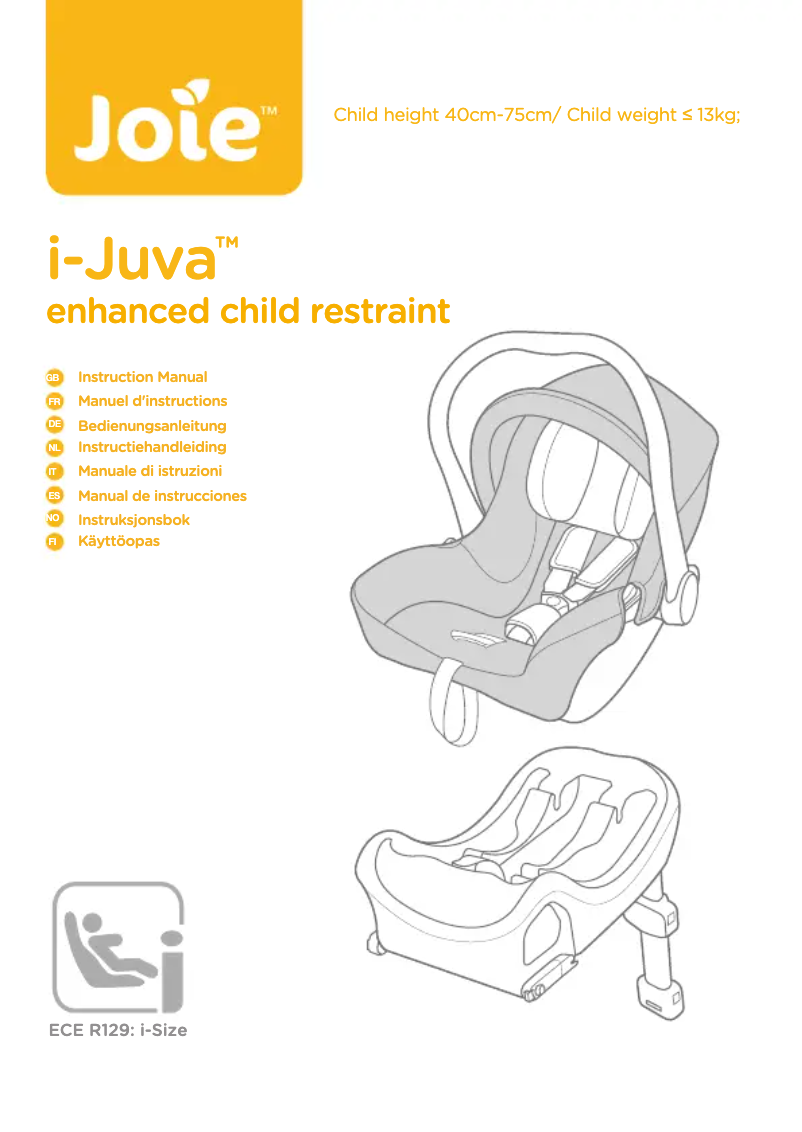 Page 1 de la notice Manuel utilisateur Joie i-Juva