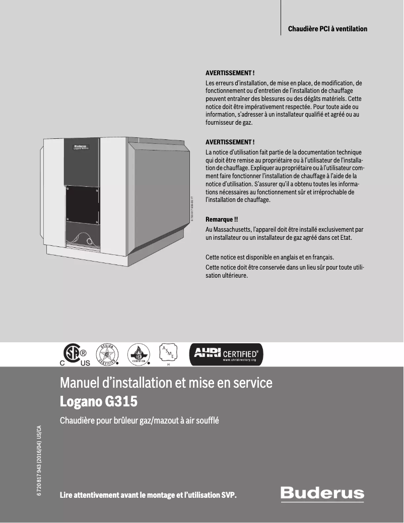 Imagen de la primera página del manual del dispositivo Logano G315