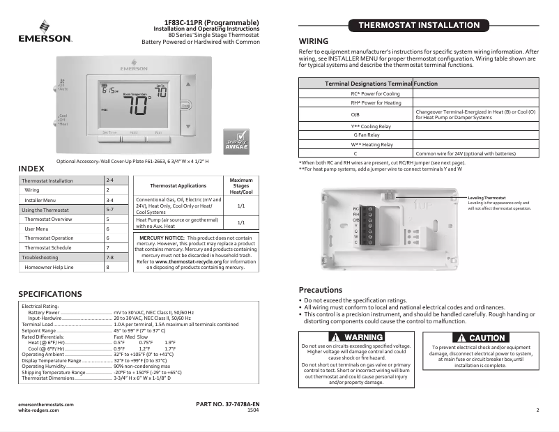 Page n°1 - Manuel utilisateur Emerson 1F83C-11PR