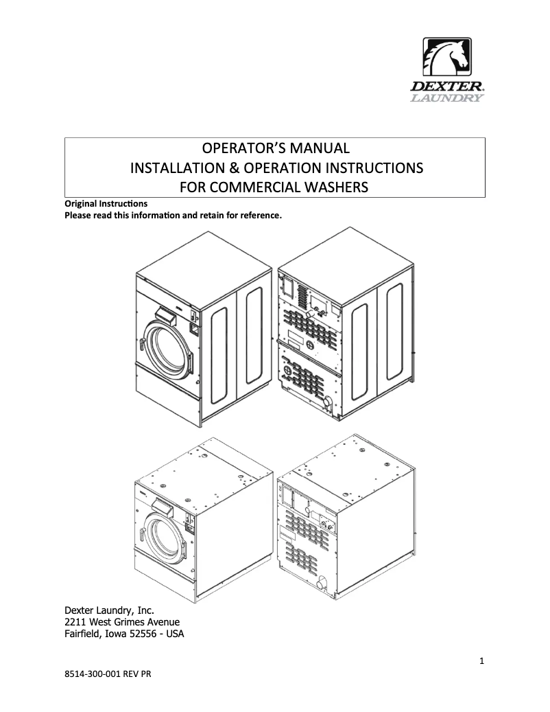Page 1 de la notice Manuel utilisateur Dexter Laundry T-600