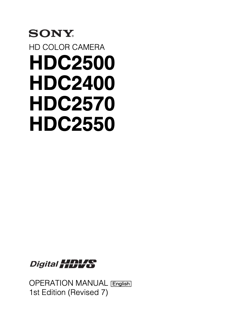 Page 1 de la notice Manuel utilisateur Sony HDC2500