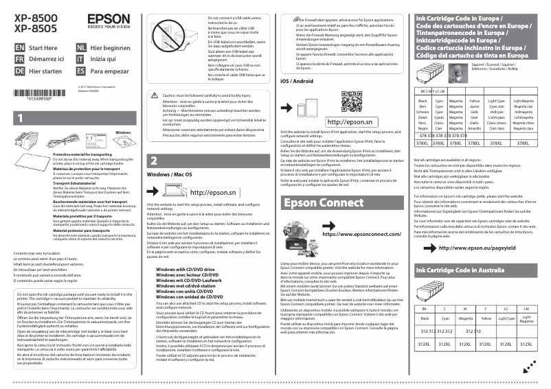 Page n°1 - Guide d'installation Epson XP-8505