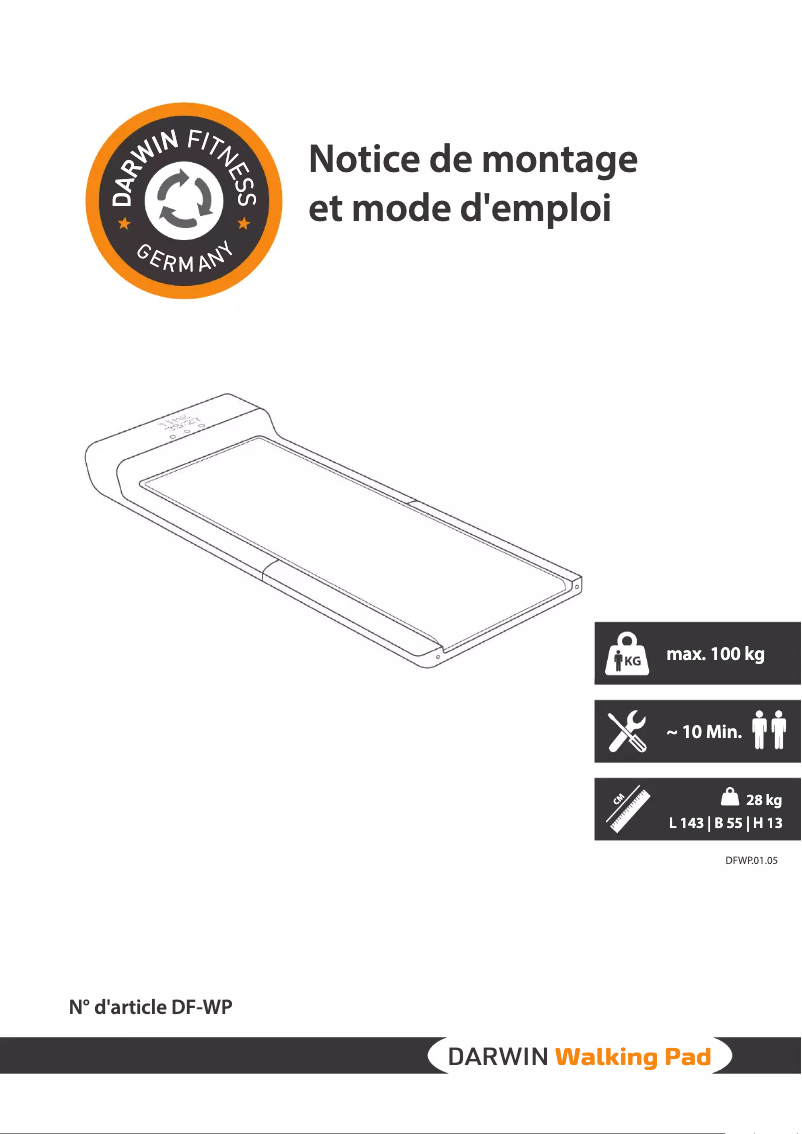 Page n°1 - Manuel utilisateur Darwin Walking Pad