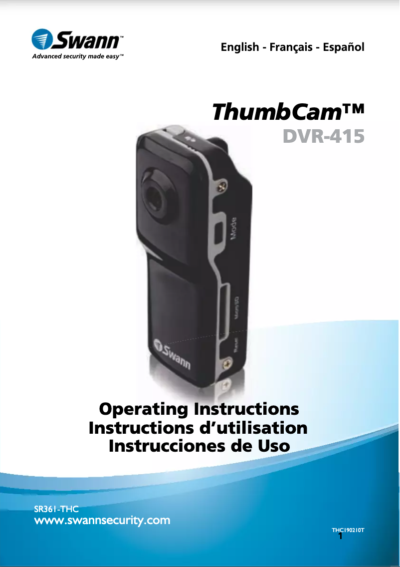 Image de la première page du manuel de l'appareil SW361-THC