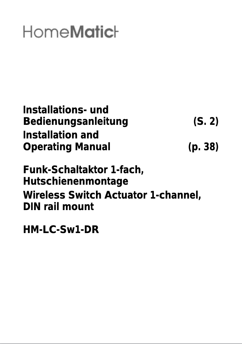 Page 1 de la notice Manuel utilisateur eQ-3 eQ-3 AG HM-LC-Sw1-DR