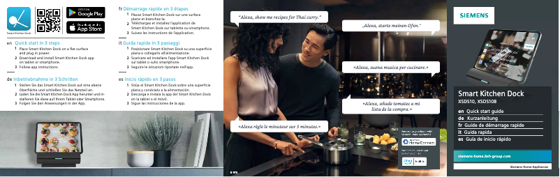 Page 1 de la notice Manuel utilisateur Siemens Smart Kitchen Dock