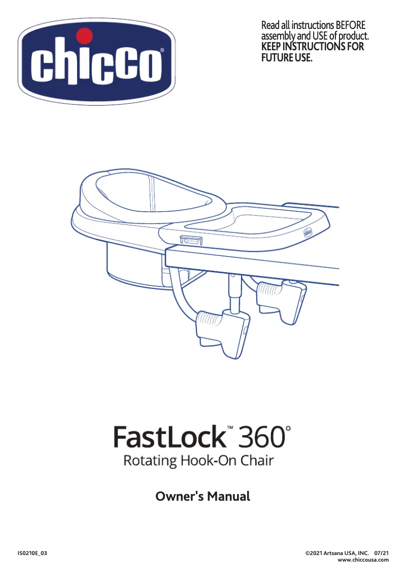 Page 1 de la notice Manuel utilisateur Chicco FastLock 360 Hook-on Chair