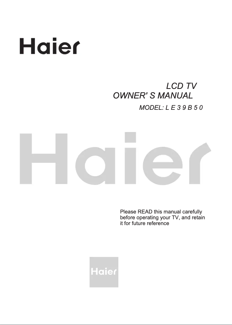 Page 1 de la notice Manuel utilisateur Haier LE39B50