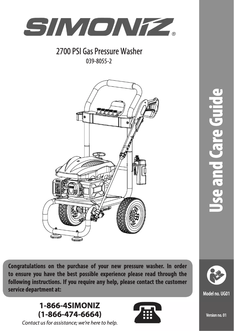 Page n°1 - Manuel utilisateur Simoniz 039-8055-2