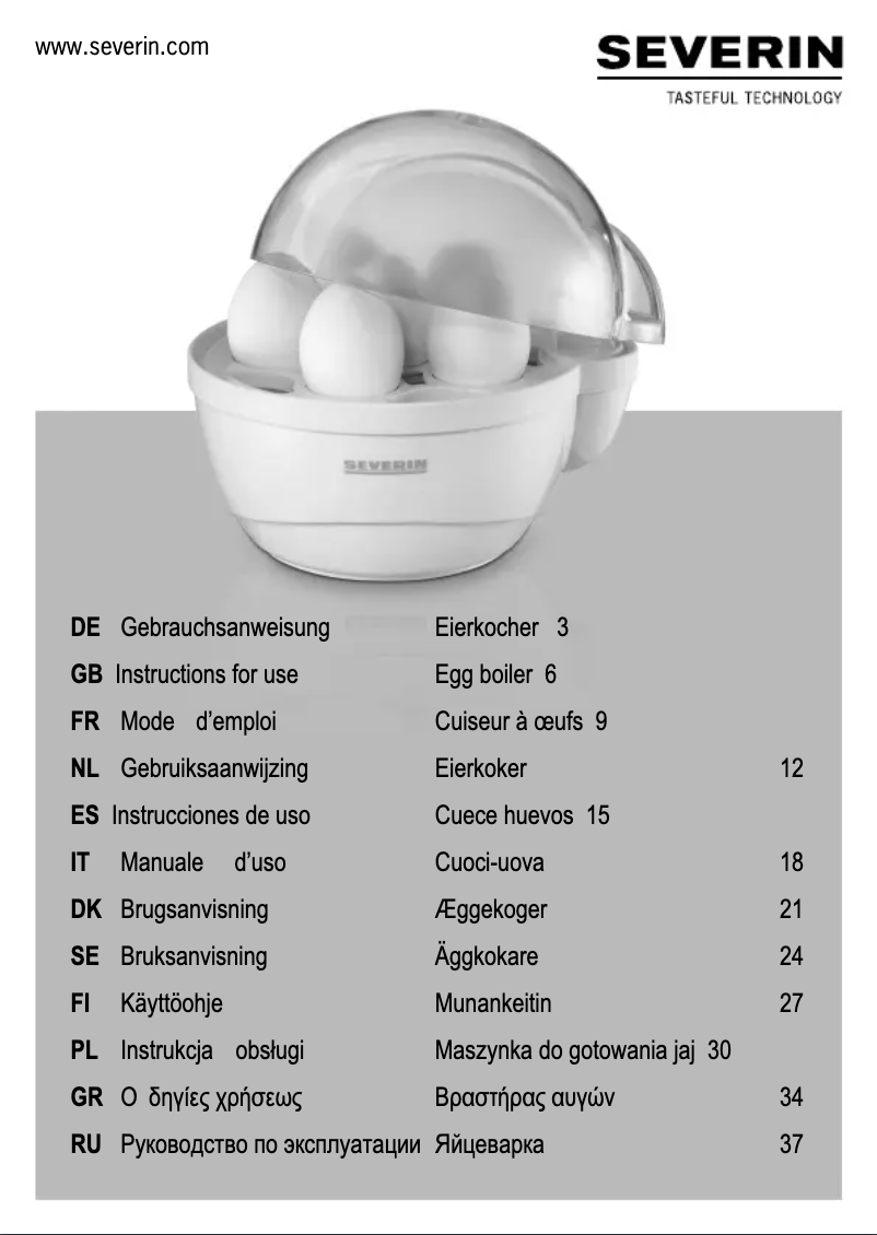 Page n°1 - Manuel utilisateur Severin EK 3053