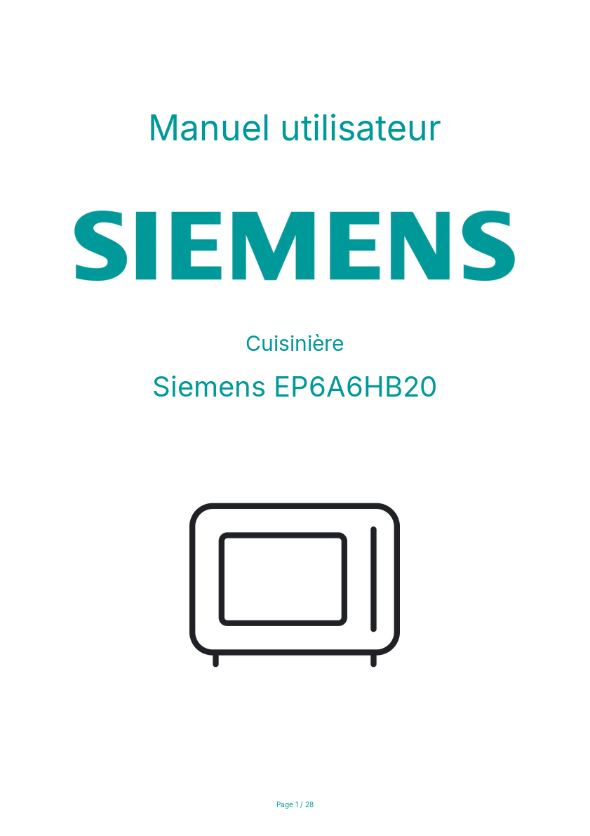 Page n°1 - Manuel utilisateur Siemens EP6A6HB20