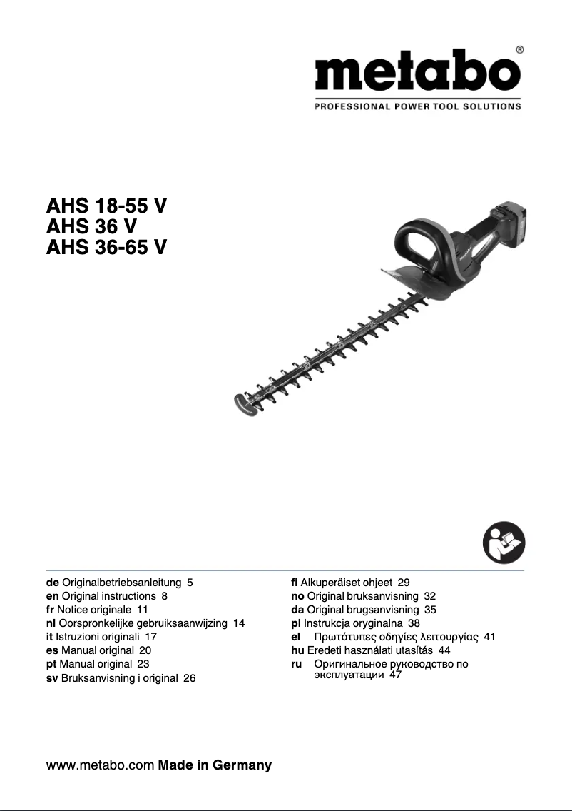 Página 1 del manual Manual de usuario Metabo AHS 36-52 V