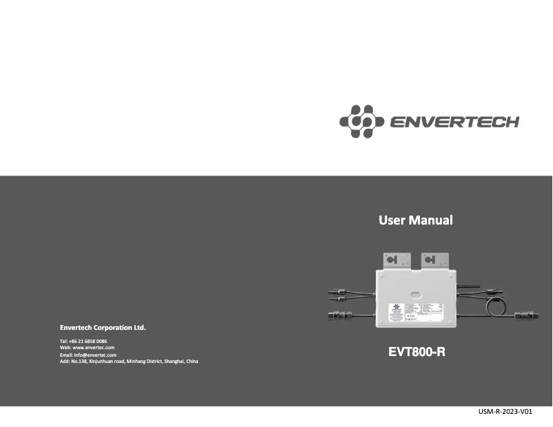 Page n°1 - Manuel utilisateur Envertech EVT800-R