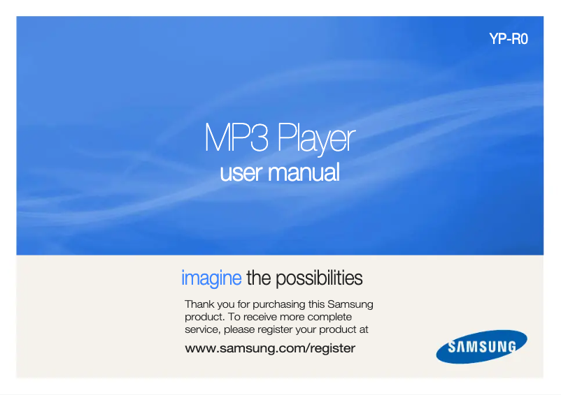 Page n°1 - Manuel utilisateur Samsung YP-R0