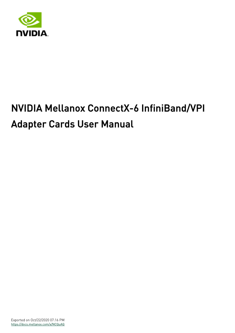 Image de la première page du manuel de l'appareil Mellanox ConnectX-6
