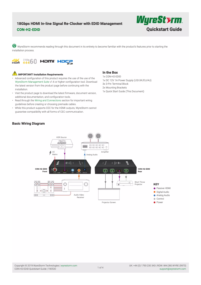 Image de la première page du manuel de l'appareil CON-H2-EDID