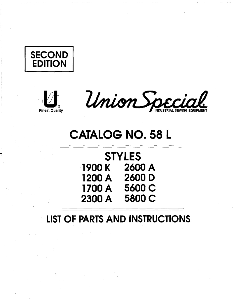 Page 1 de la notice Manuel utilisateur Union Special 5600C