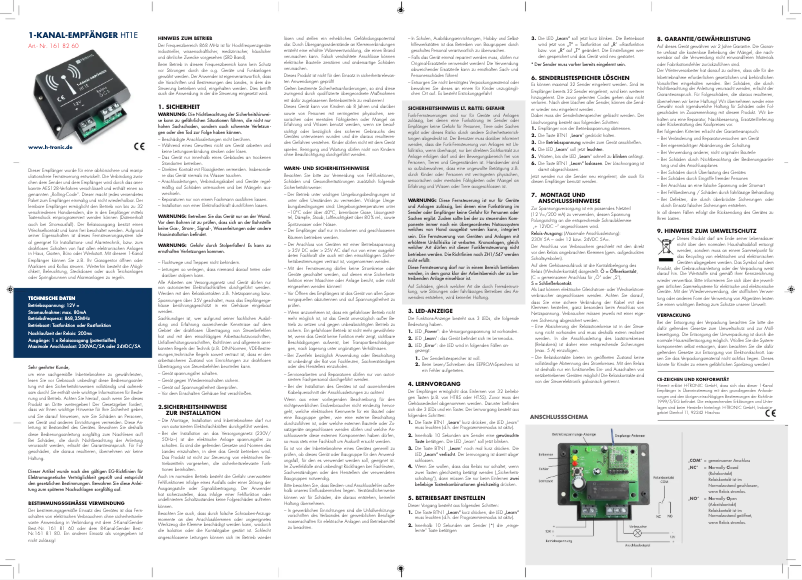 Page n°1 - Manuel utilisateur H-Tronic HT1E