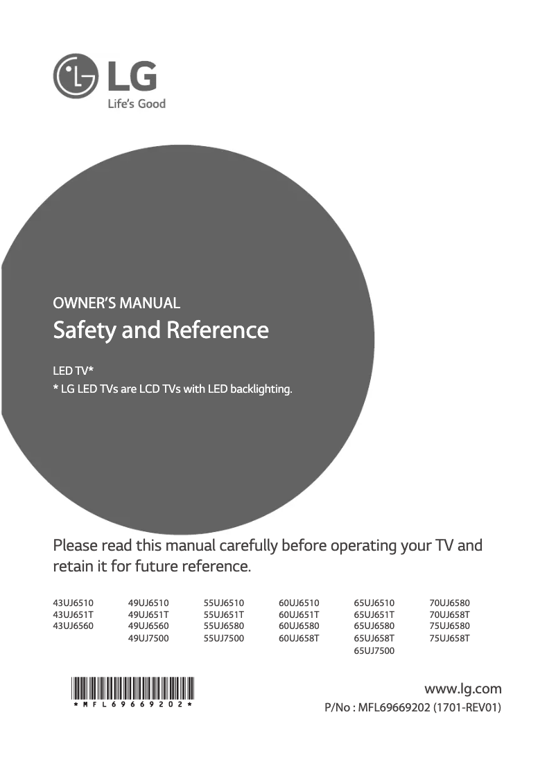 Page 1 of the manual User Manual LG 60UJ6580-SD