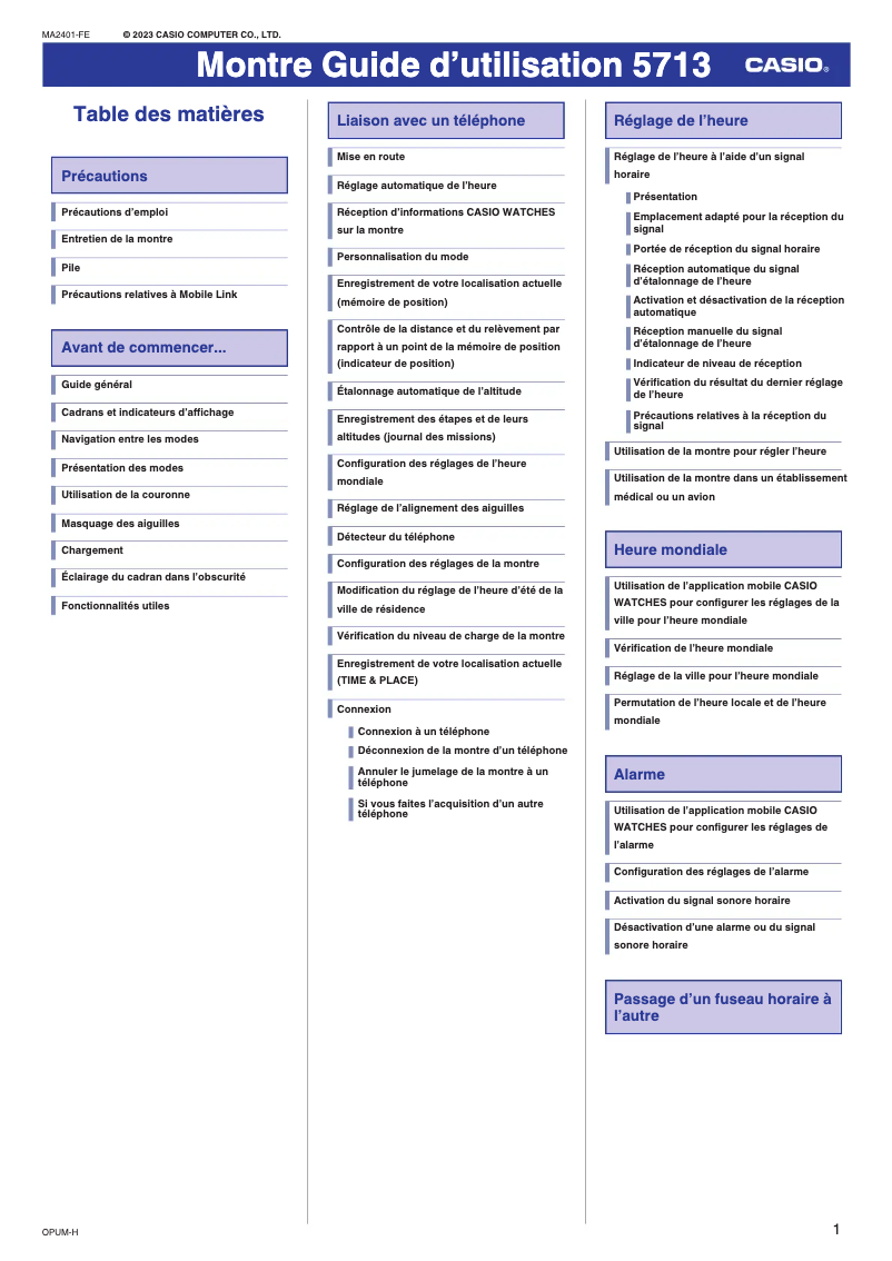 Page n°1 - Manuel utilisateur Casio G-Shock GG-B100