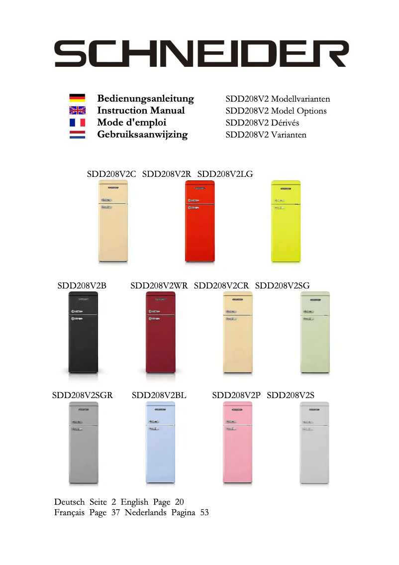 Image de la première page du manuel de l'appareil SDD208V2B