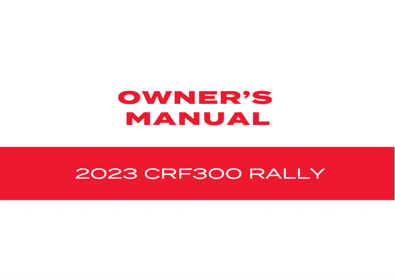 Página 1 del manual Manual de usuario Honda CRF300L Rally (2023)