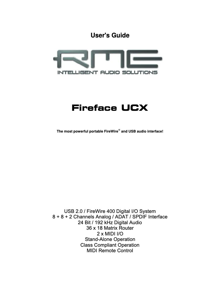 Página 1 del manual Manual de usuario RME Fireface UCX