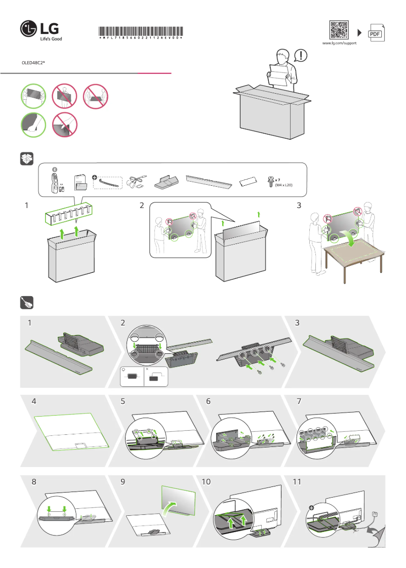 Page 1 de la notice Guide d'installation LG OLED48C28LB