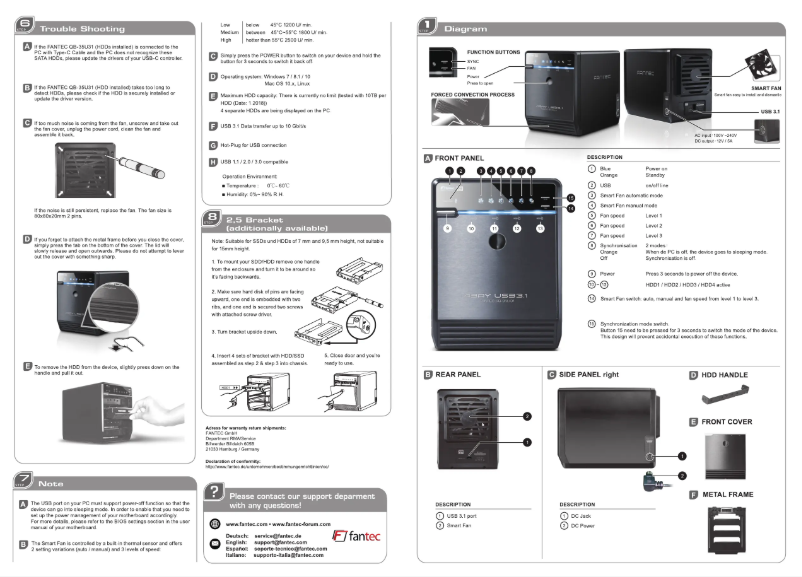 Page 1 de la notice Manuel utilisateur Fantec QB-35U31