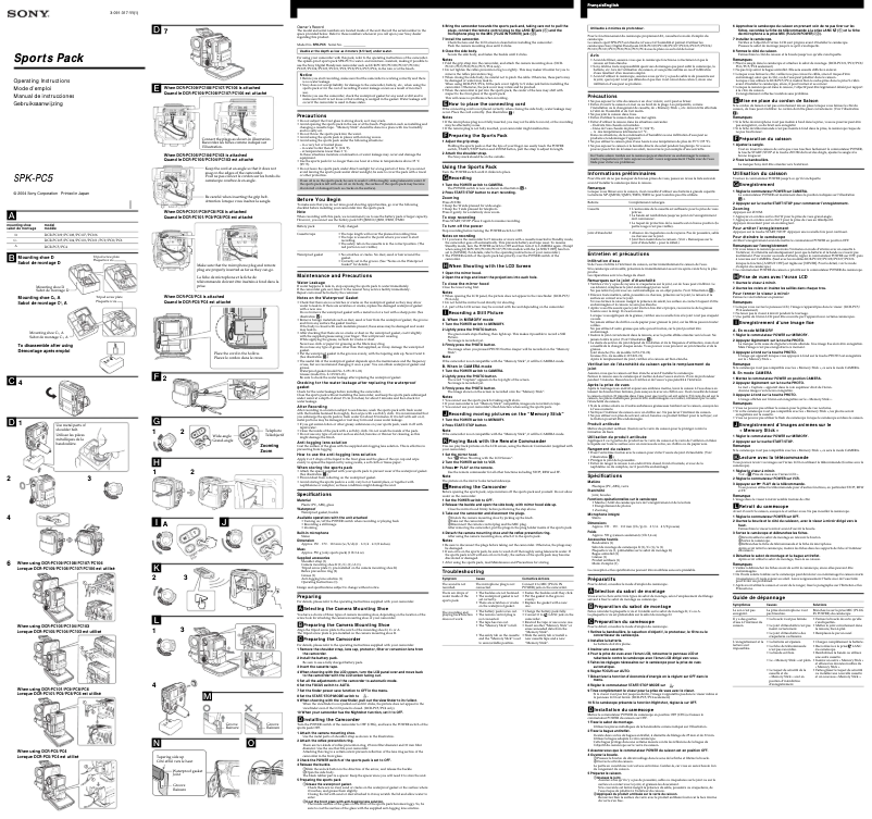 Page 1 de la notice Manuel utilisateur Sony SPK-PC5