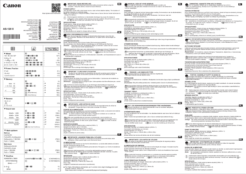 Page 1 de la notice Manuel utilisateur Canon AS-120 II